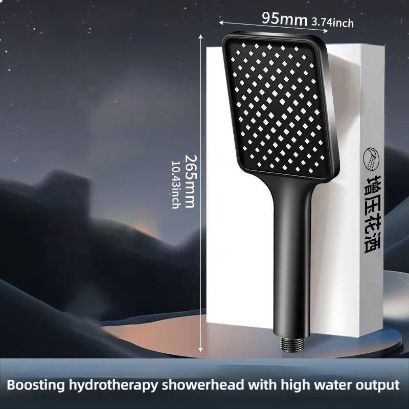 Square Shaped High Pressure Showerhead Large Flow High Pressure & Water Saving Feature Household Bathroom Rain Shower Head