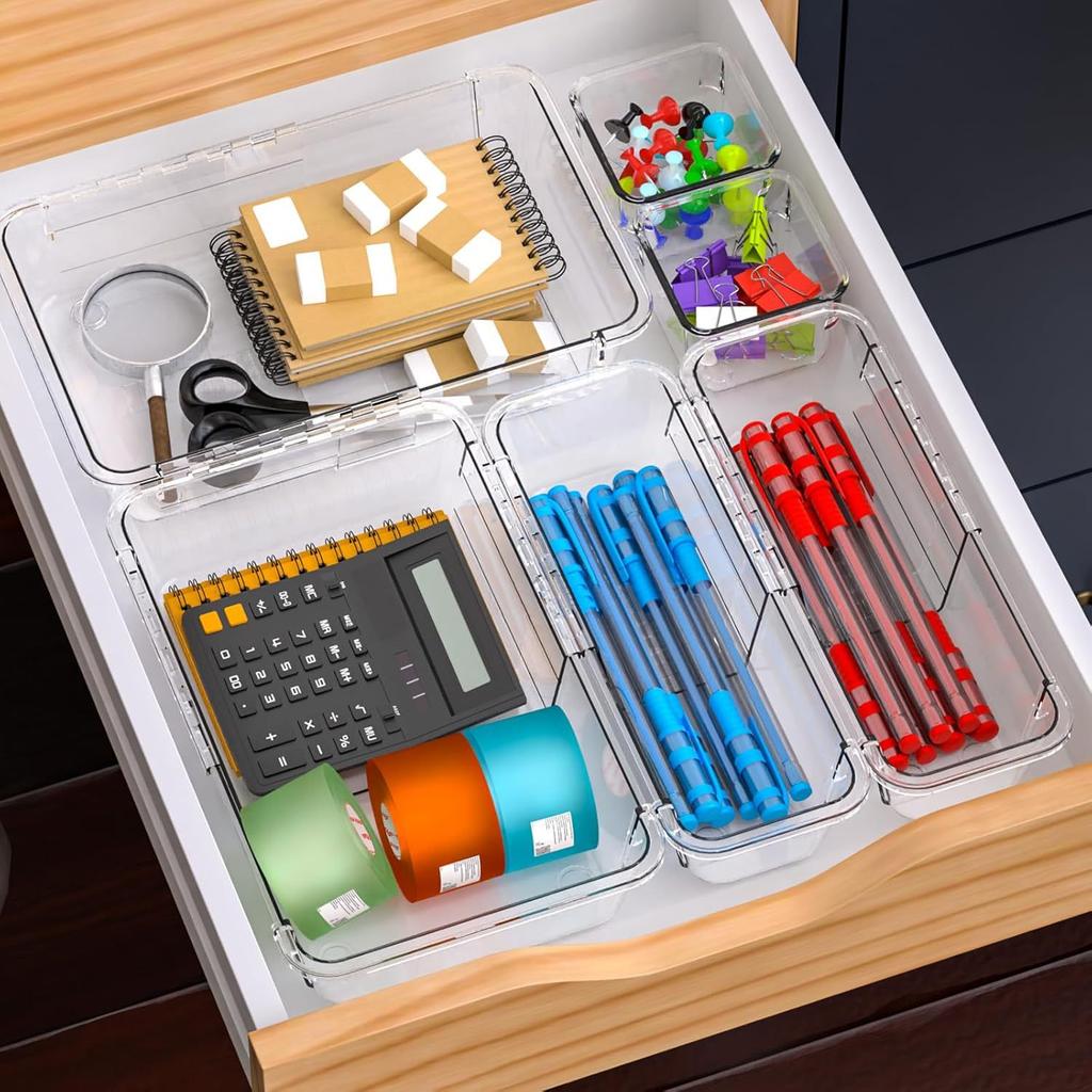 Transparent Drawer Partition Storage Box Freely Extendable and Stackable Storage Box Desktop for Organizing Sundries Storage Compartment Box