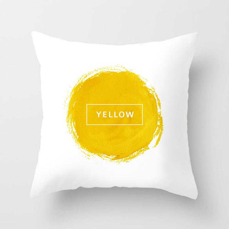 Față de pernă nouă galbenă cu desene animate geometrice, personalizată pentru decorarea casei, pernă de canapea