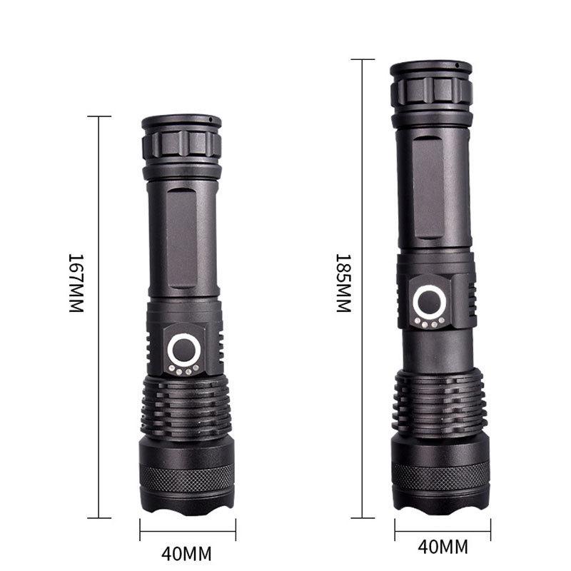 P50 Waterproof Zoomable Flashlight with Power Display and Multi-Function Lighting