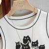 Women's Cartoon Print Round Neck Slim Fit Vest