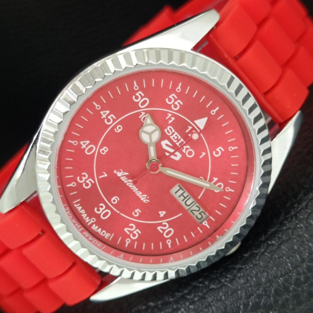

AUTOMATIC VINTAGE REFURBISHED SEIKO 5 6309A JAPAN MENS RED DIAL WATCH a442940-1
