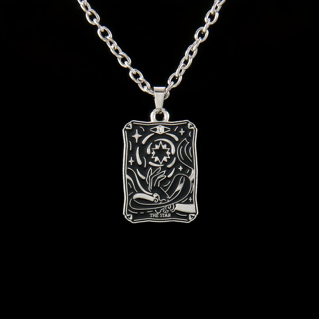 Fashionable Star, Moon, Death and Lovers Tarot Fortune Teller Element Pendant Necklace, The Best Gift for Family and Friends