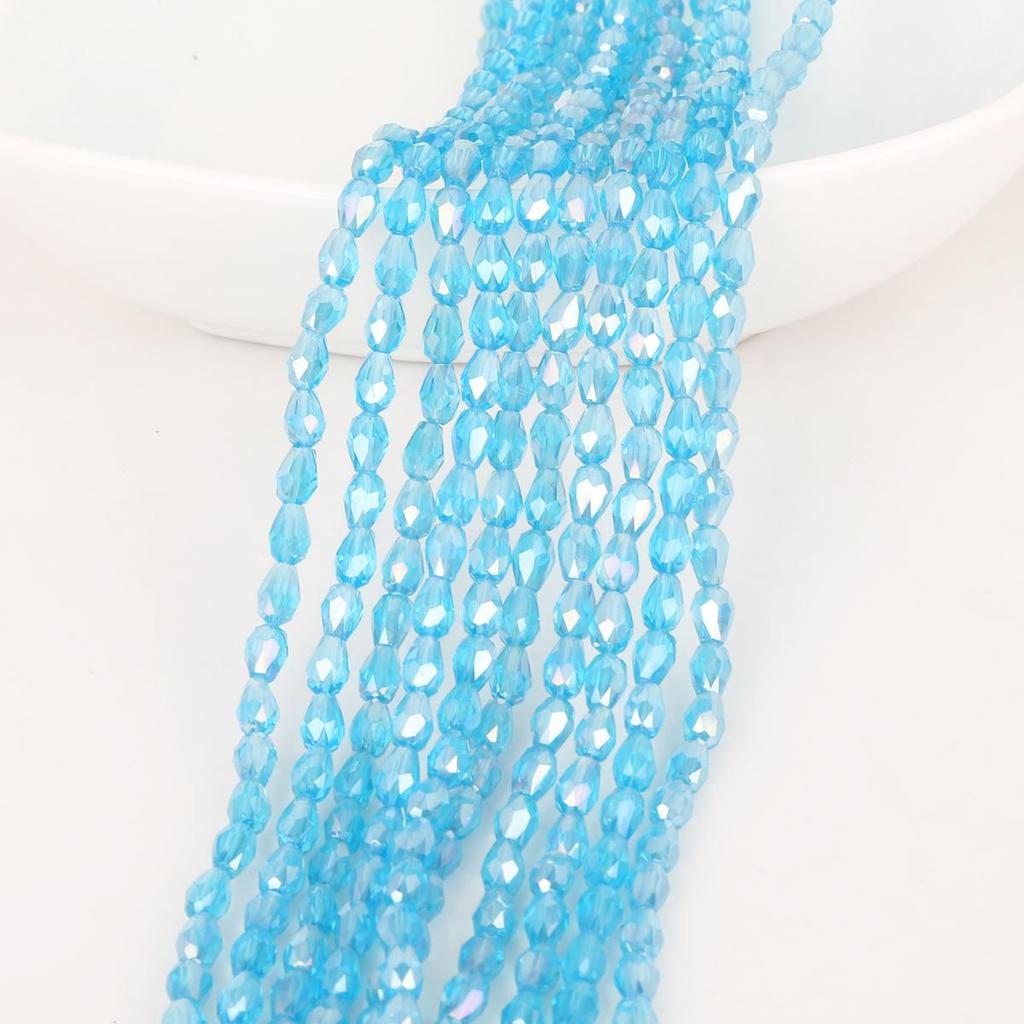 5 * 7mm Straight Hole Cut Glass Water Droplet Beads, DIY Bead Accessories, Homemade Jewelry, Crystal Loose Beads