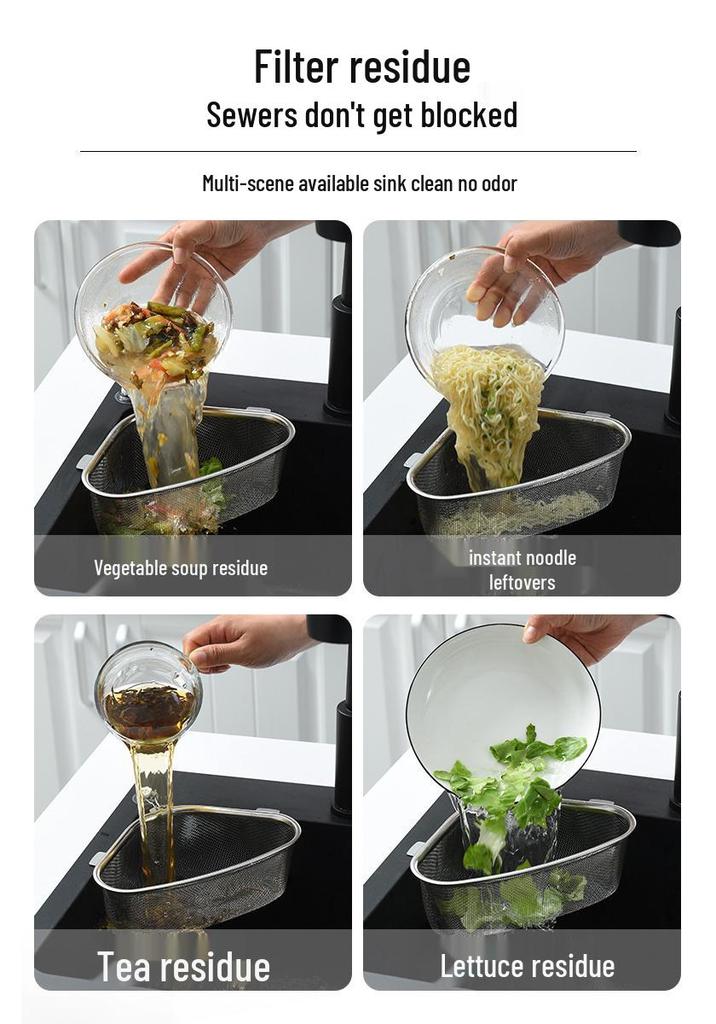 Stainless Steel Triangle Sink Drain Basket for Vegetables and Residue