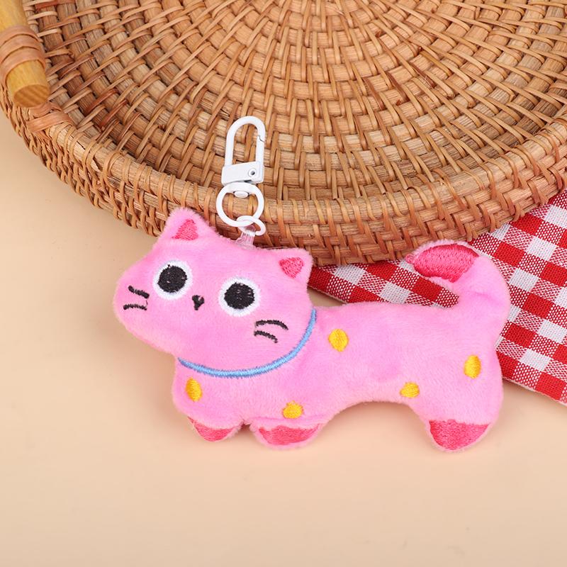 

Kawaii Kitten Plush Keychain Cartoon Stuffed Cat Doll Keyring Lovely Bag Pendant Small Hanging Decoration Couple Key Accessories рожевий