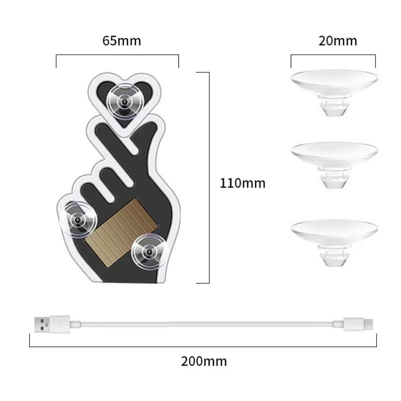 Creative Fun Heart  Lamp Car Interior Windshield LED  Decorate Lamp Hand Gesture Sign Light 5V USB & Solar Powered No-Wire Heart Neon LED Light