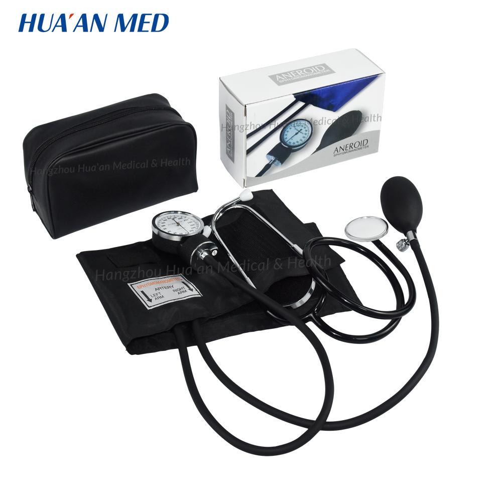 HUAAN Dual Tubing Certified Quality Esfingomanometro Manual Blood Pressure Tensiometro Aneroid Sphygmomanometer With Stethoscope Plastic