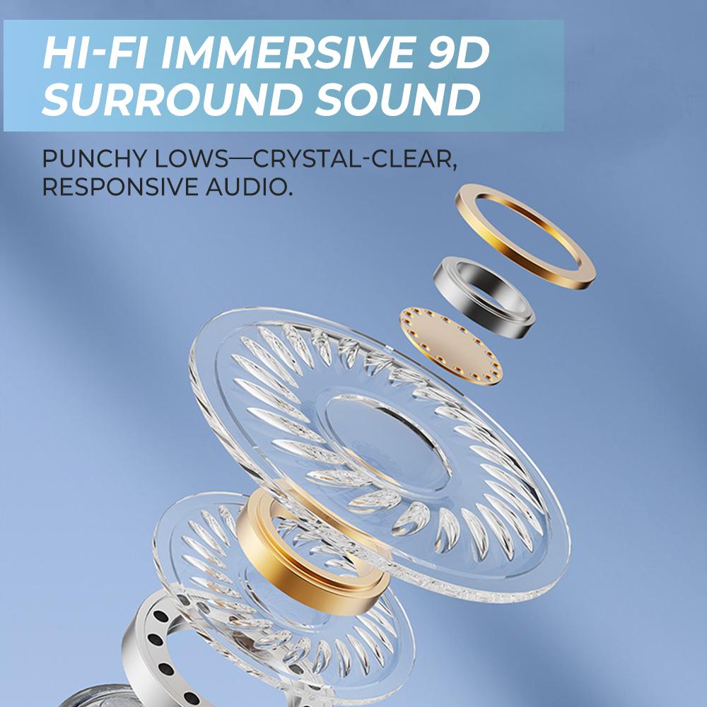 Wireless Earbuds Open Ear Clip Headphones Air Conduction Earbuds LED Power Display Earphones Sport Bluetooth 5.4 Headphones