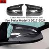 SGD4 For Model 3 Carbon Fiber Mirror Cover Car Rearview Mirror Housing Black Glossy Finish Modification and Upgrade Body Kit