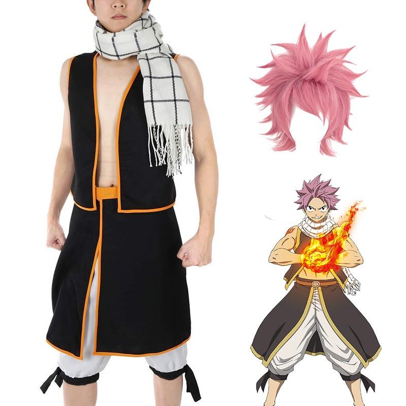 Natsu Tail Fairy Dragneel Cosplay Top Skirt Scarf Full Set Halloween Costume