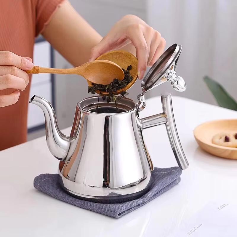 1.0L/1.5L/2.0L Thickened Stainless Steel Teapot Hotel Restaurant Household Induction Cooking Flower Tea Pot