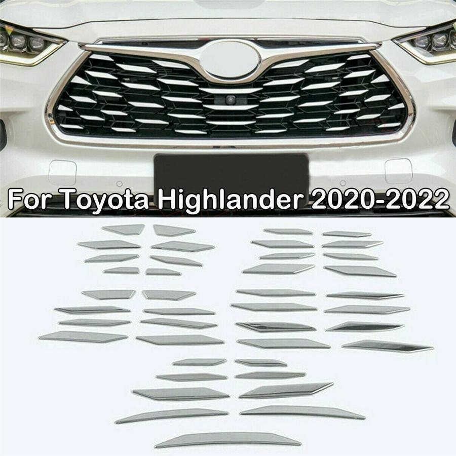 For Toyota Highlander 2020-2022 Chrome Stainless Front Bumper Grille Decal Trim