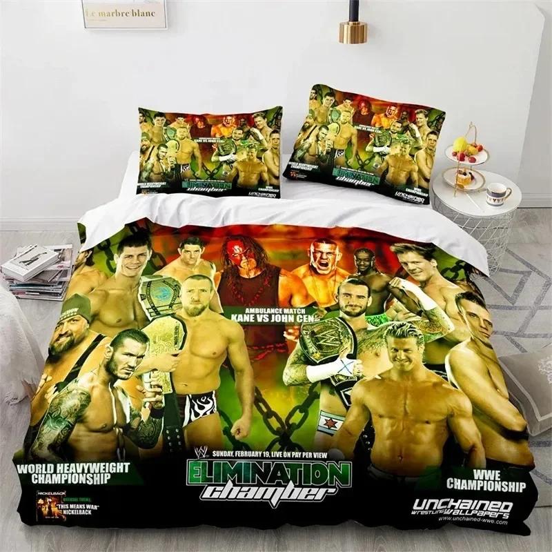 3D-tryck Brottningsspel WWE EAW Sängklädesset, Påslakan Täcke Sängset Örngott, King Queen Twin Storlek Pojkar Flickor