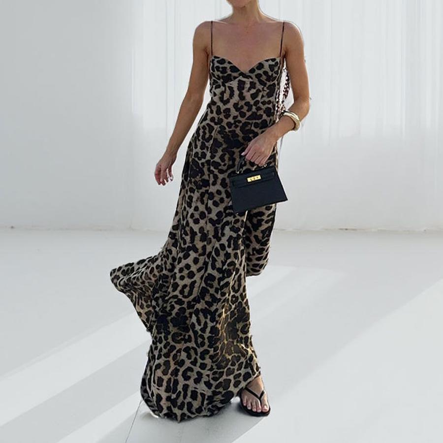 Spring New Arrivals Women's Wear Sexy Elegant Leopard Print Halter Dress
