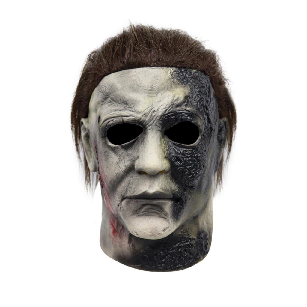 Latex Full Head Horror Mask Moonlit Pale Slasher Realistic Gore Effect For Halloween Party Haunted House Cosplay For Adults