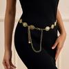 Retro Style Metal Waist Belt With Floral Rose And Camellia Decor For Ladies Office Wear
