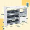 Kids' Storage Shelf, Toy Cabinet for Children with 11 Fabric Boxes, Upper Compartments, White