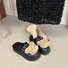 Women's Baotou plush slippers padded warm winter thick bottom heightened home slippers casual walking indoor shoes snow cotton slippers