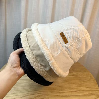 Lamb Wool Double-sided Bucket Hat Women's Autumn and Winter Basin Hat Thickened Warm Windproof Cold Bucket Hat