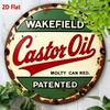 Vintage Retro Wakefield Castor Oil Metal Tin Sign Farmhouse Wall Decor