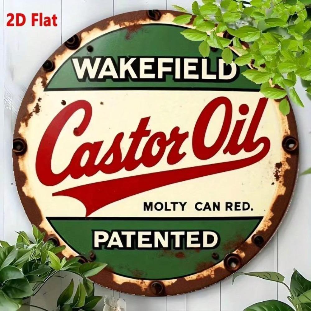 Vintage Retro Wakefield Castor Oil Metal Tin Sign Farmhouse Wall Decor