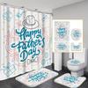 Father'S Day Decorative Shower Curtain Bathroom Set - Machine Washable, With 12 Hooks, Including Toilet Seat Cover And Bathtub