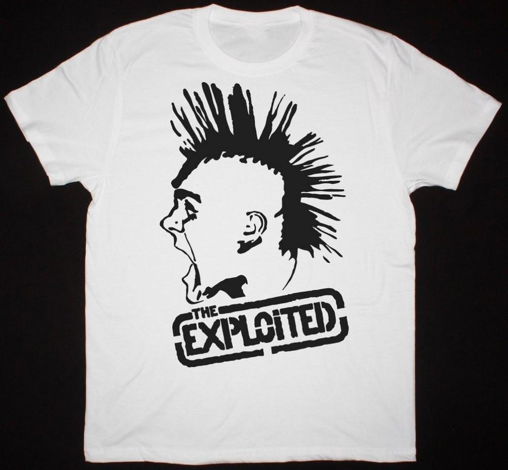 

Мужская футболка The Exploited с ирокезом Белая хлопковая футболка Все размеры XA32 Унисекс футболка XL