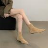 2025 New Flat-bottomed Suede Single Boots Pointed Fashion Boots Simple and Comfortable Short Boots Women's Fashion Versatile Thin Boots