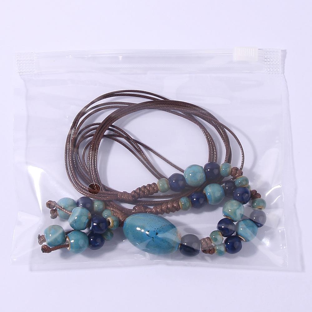 Bunte Retro unregelmäßige Keramik Perlen Halskette antike Anhänger für Frauen Schmuck Geschenk