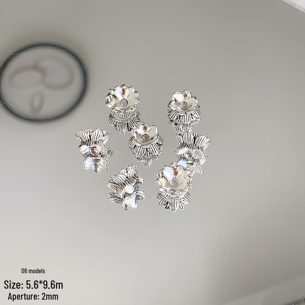 Retro Distressed Alloy Antique Silver Flower Spacer Bead Cap for DIY Bracelet & Necklace Making