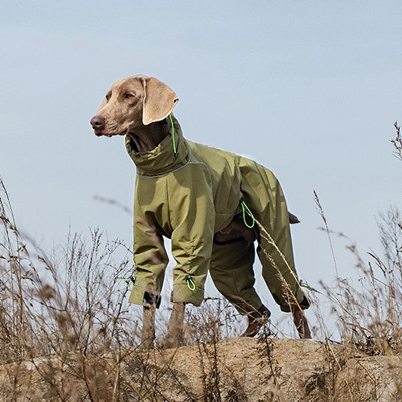 Large Dog Waterproof Winter Jumpsuit High Neck Full Coverage Outdoor Windproof Reflective Dog Coat with Fleece Lining Dog Jacket