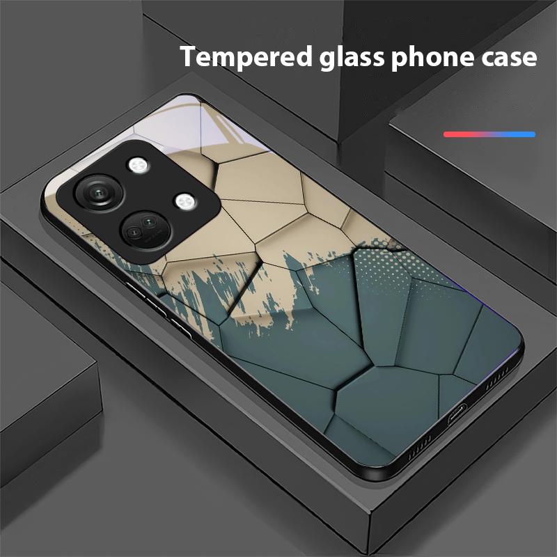 Geometrisches Muster für OnePlus Nord 3 5 6T 7 Pro 8 12 10T Reno8 Lite 5G 10R Nord N30 Hartschale Tempered Glass Handyhülle Schwarz