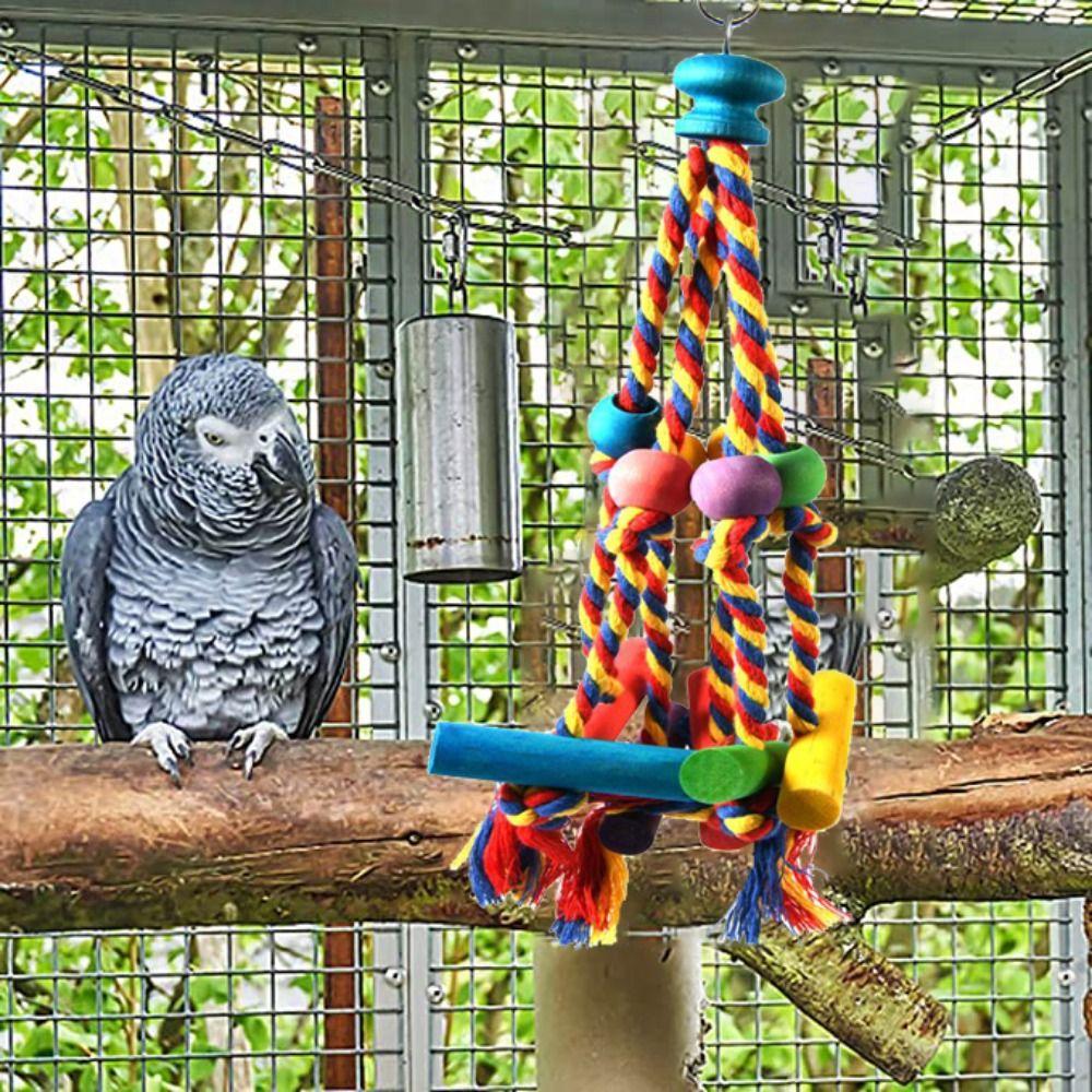

Relieve Boredom Bird Tearing Toys Parrot Chew Toy Bird Rope Perches Bird Climbing Ladder різнокольоровий
