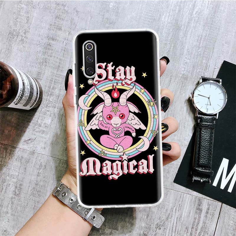 

Розовый Череп Кошки Колдунья Ведьма Чехол для Телефона Для Xiaomi Redmi Note 15 14 13 12S 12 Pro Plus 11S 11E 11 11T 10S 10 Искусство Мягкий Рисунок Note 13 Pro Plus