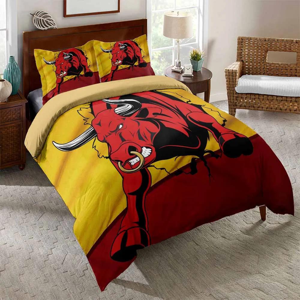 

Print Bull Bedroom Set Bedding Duvet Cover Sets Home Bed Linens 228x228cm Gold Bedding Set Teen Girl Bedding Set Dropshipping EU single(135x200cm)