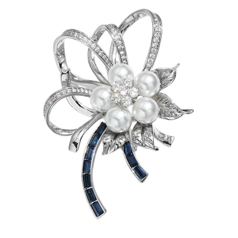 

Элегантная серебристая брошь-бант в стиле европейского двора - Высококачественный значок на лацкан и аксессуар для костюма