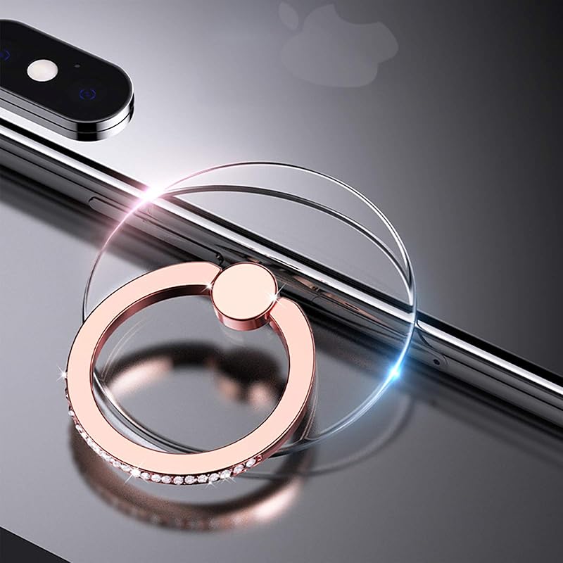 YINHEXI 2 Pcs Transparent Phone Ring Stand Holder Cell Phone Ring Holder Finger Grip 360 Degree Rotation (Silver & Diamond-2) Rose Gold & Diamond-1