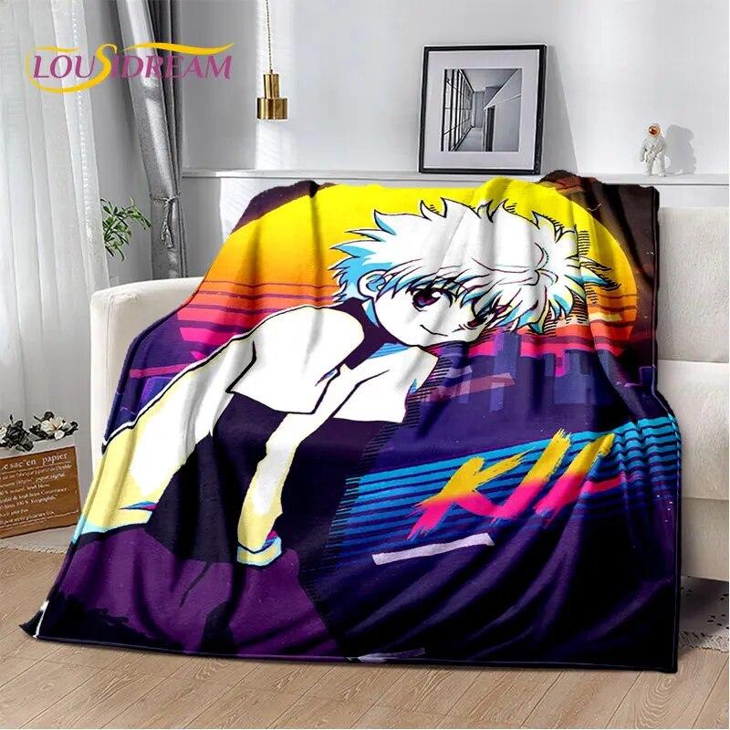 Anime Hunter×Hunter VxH kreslená měkká plyšová deka, flanelová deka přehoz do obývacího pokoje Ložnice Pohovka Pohovka Piknikový kryt