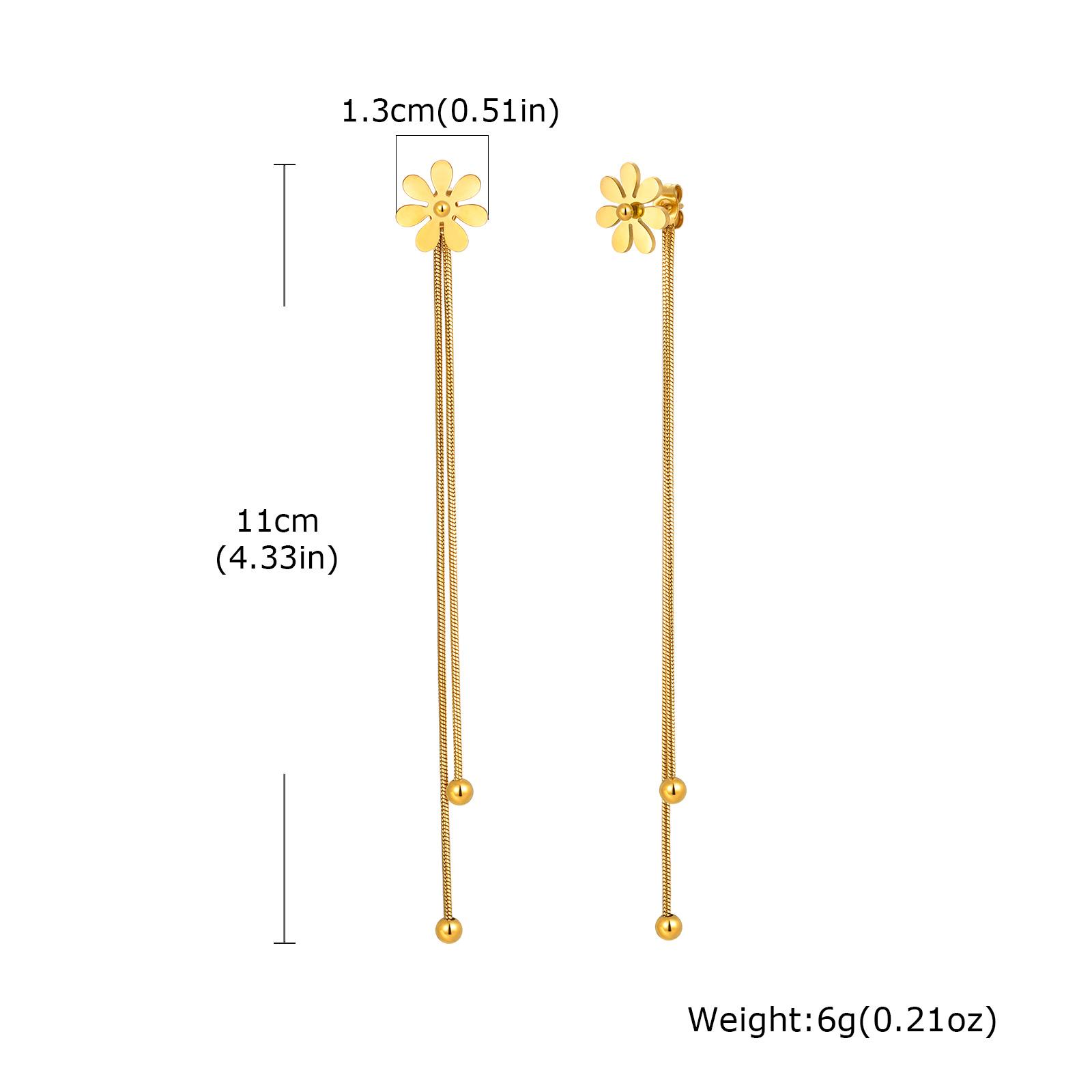 

Vnox Trendy Earrings Daisy Flower Stup Drop Earring, Geometric Round Bead Tassel Chain Earrings for Women, Beautiful Jewelry