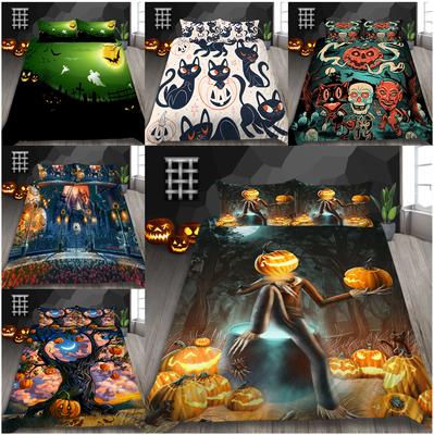 Halloween Home Bedding Set Pumpkin Lamp Duvet Cover Full Size Single/Double Bed 2/3 Piece Home Decoration