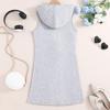 2024 Summer Children Clothes Letter Printed Hooded Sleeveless Sweater Dress Girls Casual Sports  Dresses
