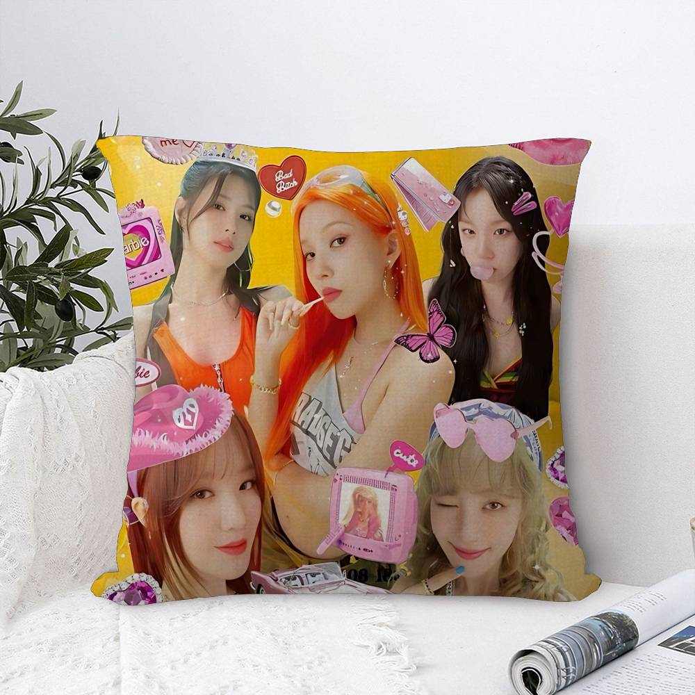 

G I-DLE Pillow Gifts Home Office Furnishings Bedroom Sofa Car Cushion Cover Case 45x45cm 30cmx30cm