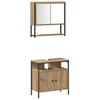 Bathroom Furniture Set with Shelf and Door 3 Pcs Brown Particleboard