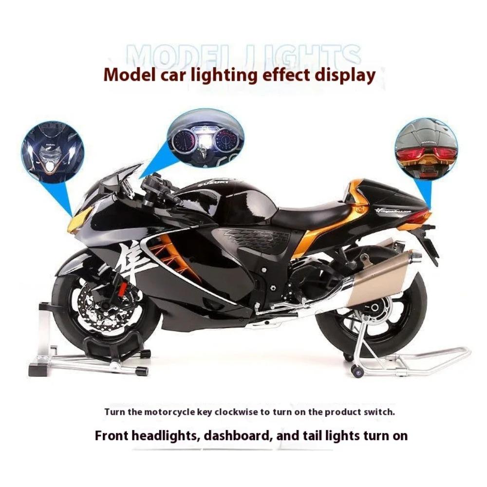 1/6 Suzuki Hayabusa Cool Alloy Motorcycle Model, Cool Sound and Light, Exhaust Pipe Sprayable, The Best Collection for Motorcycle Enthusiasts