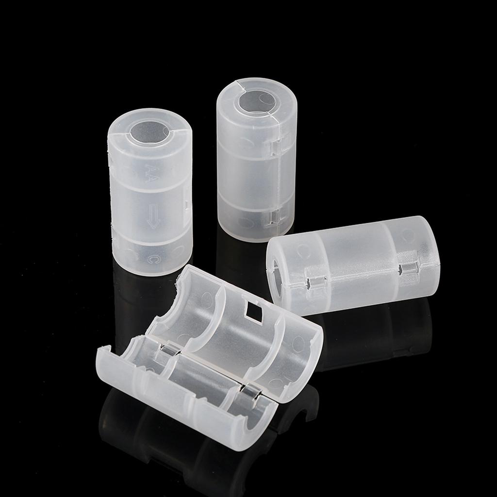 4 Pack AA to Size C Battery Adapters Holder Switcher Converter Cases Box White