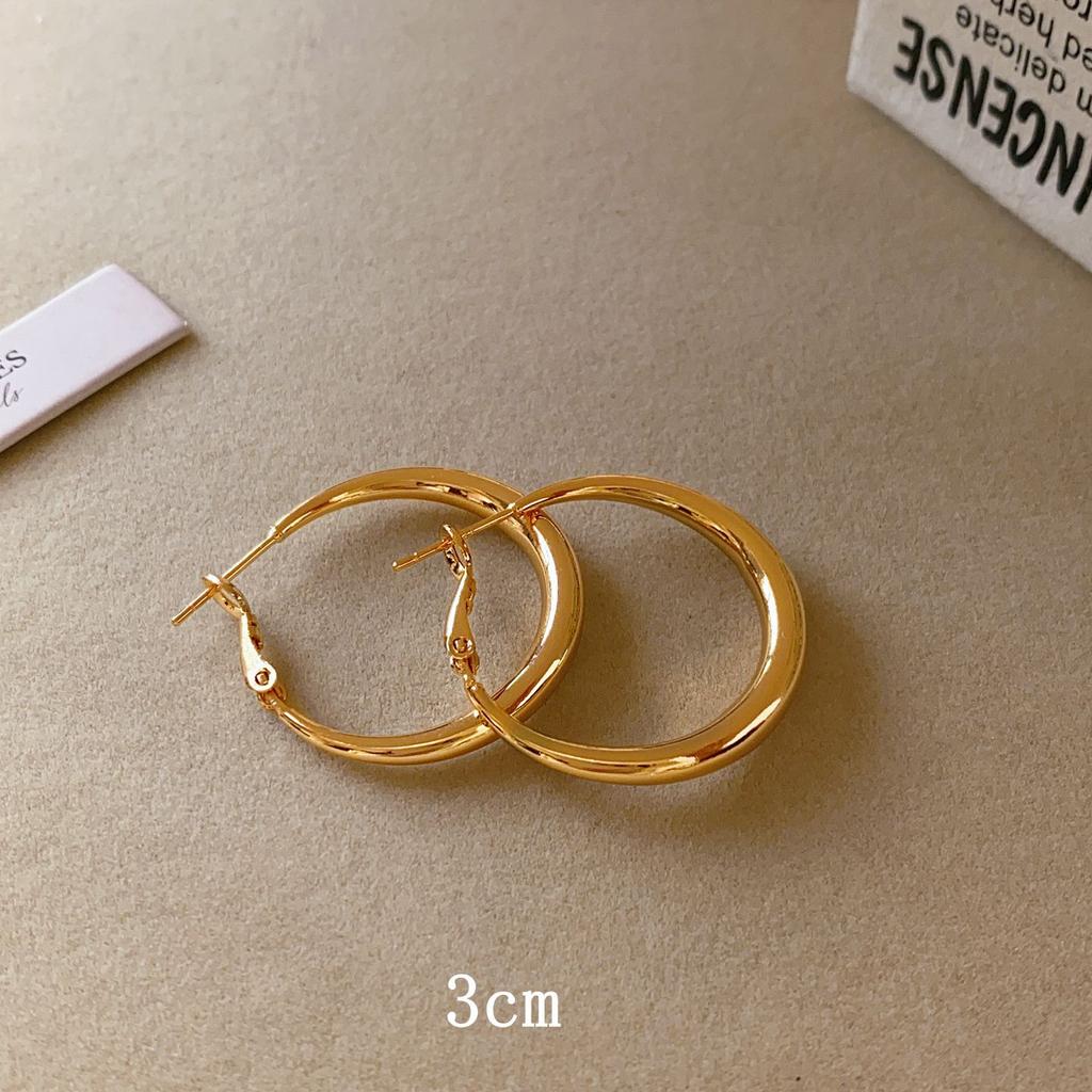 Cold Wind Plain Ring Earrings, Retro Circle Niche Temperament Light Luxury Simple Earrings