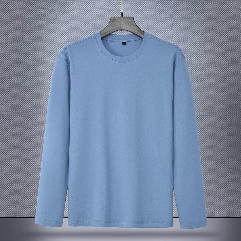 240g Double-Sided Liquid Ammonia Cotton Long Sleeve Unisex T-Shirt - New Solid Color Casual Base Layer for Autumn/Winter 2024