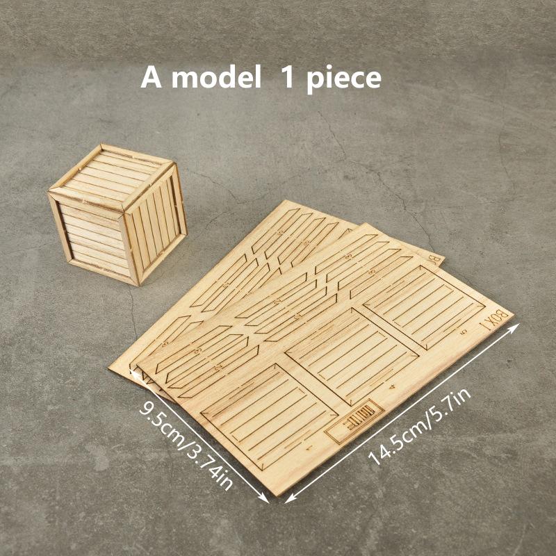 Scale 1:35 Miniature Wooden Box/Tray Bracket Assembly Model Handmake Diy Sand Table Scene Layout Materials Diorama Kit 1Pcs