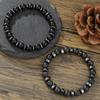 Neu Matt Schwarze Perle Vulkangestein Herren Armband Set Doppellagig Naturstein Perlenarmbänder Geschenke